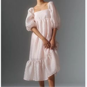 Anthropologie Textured Puff Sleeve Dress NWOT